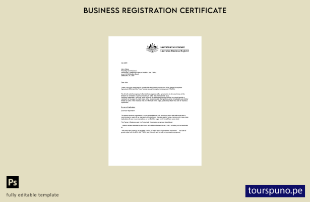 listo para imprimir certificado de registro de empresa de Australia plantilla en